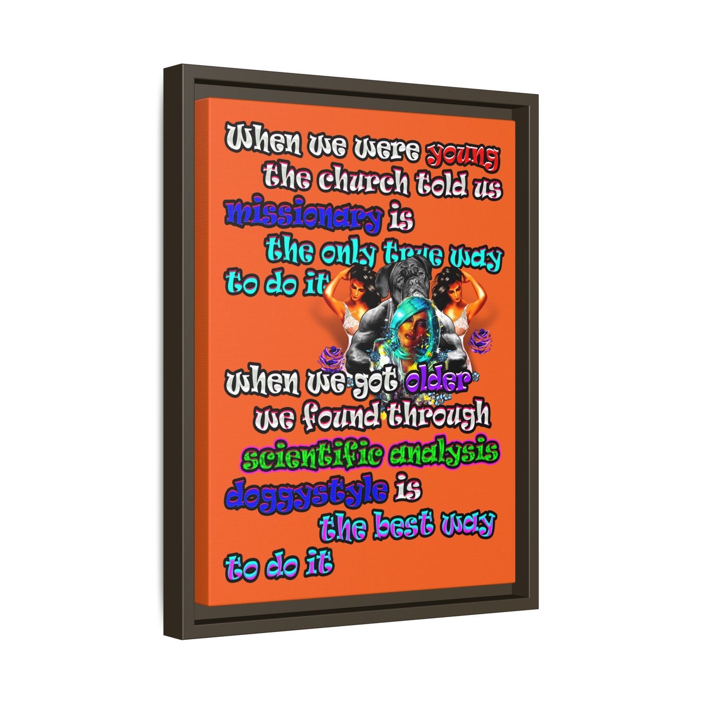doggystyle - framed canvas art (orange)