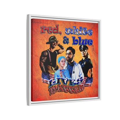 rw&b lives matter - framed canvas art (burnt orange)