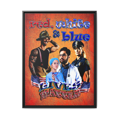 rw&b lives matter - framed canvas art (burnt orange)