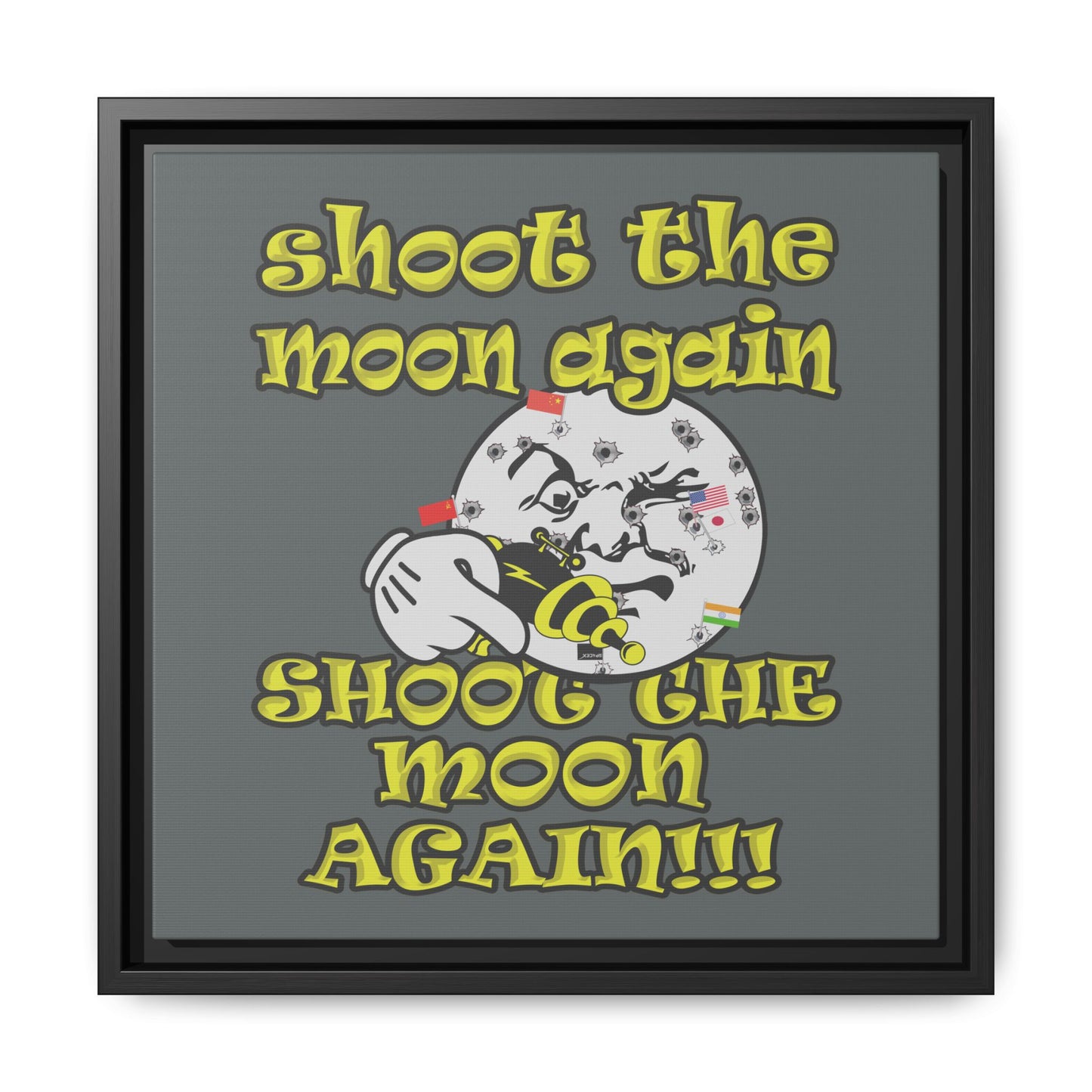 shoot the moon again - framed canvas art (dark grey)