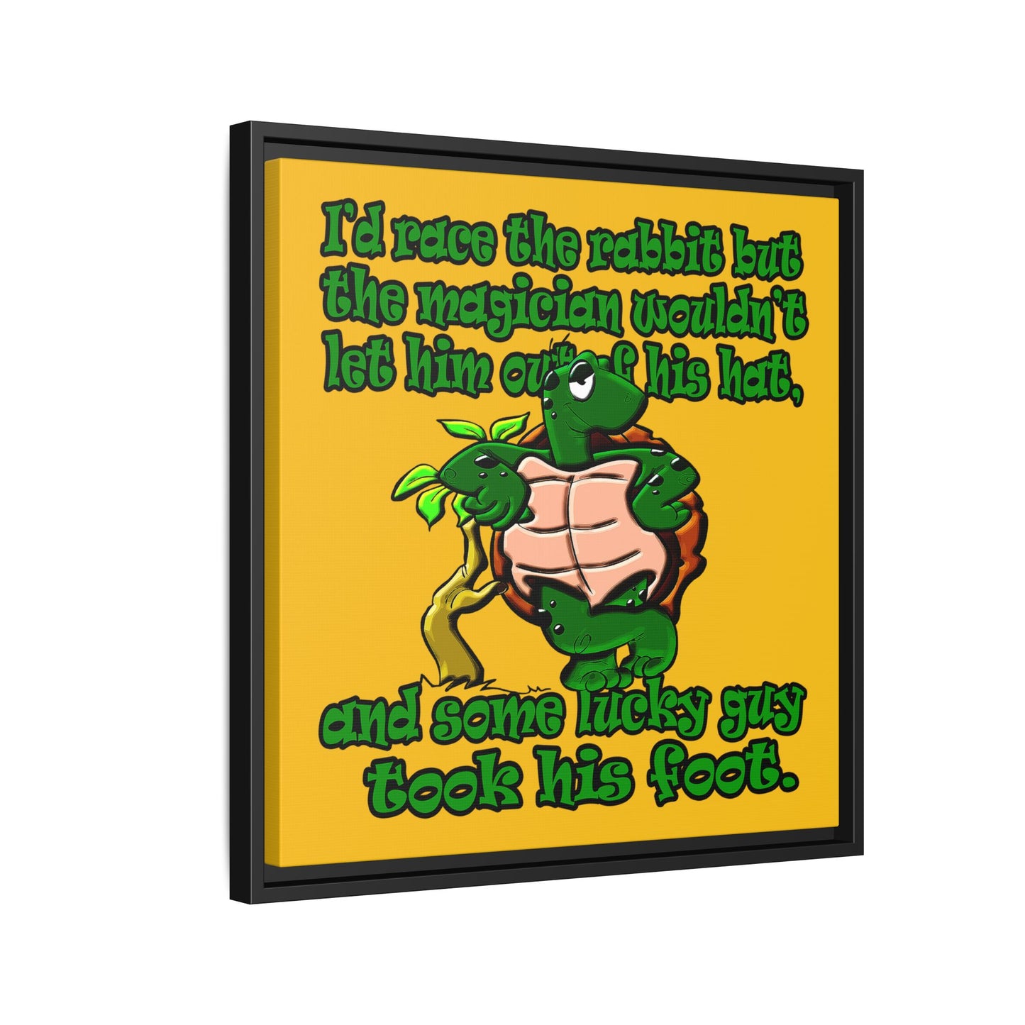 turtle race - framed canvas art (yellow)