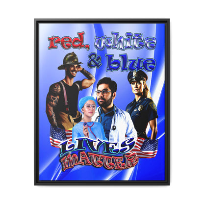 rw&b lives matter - framed canvas art (blue-white wave)