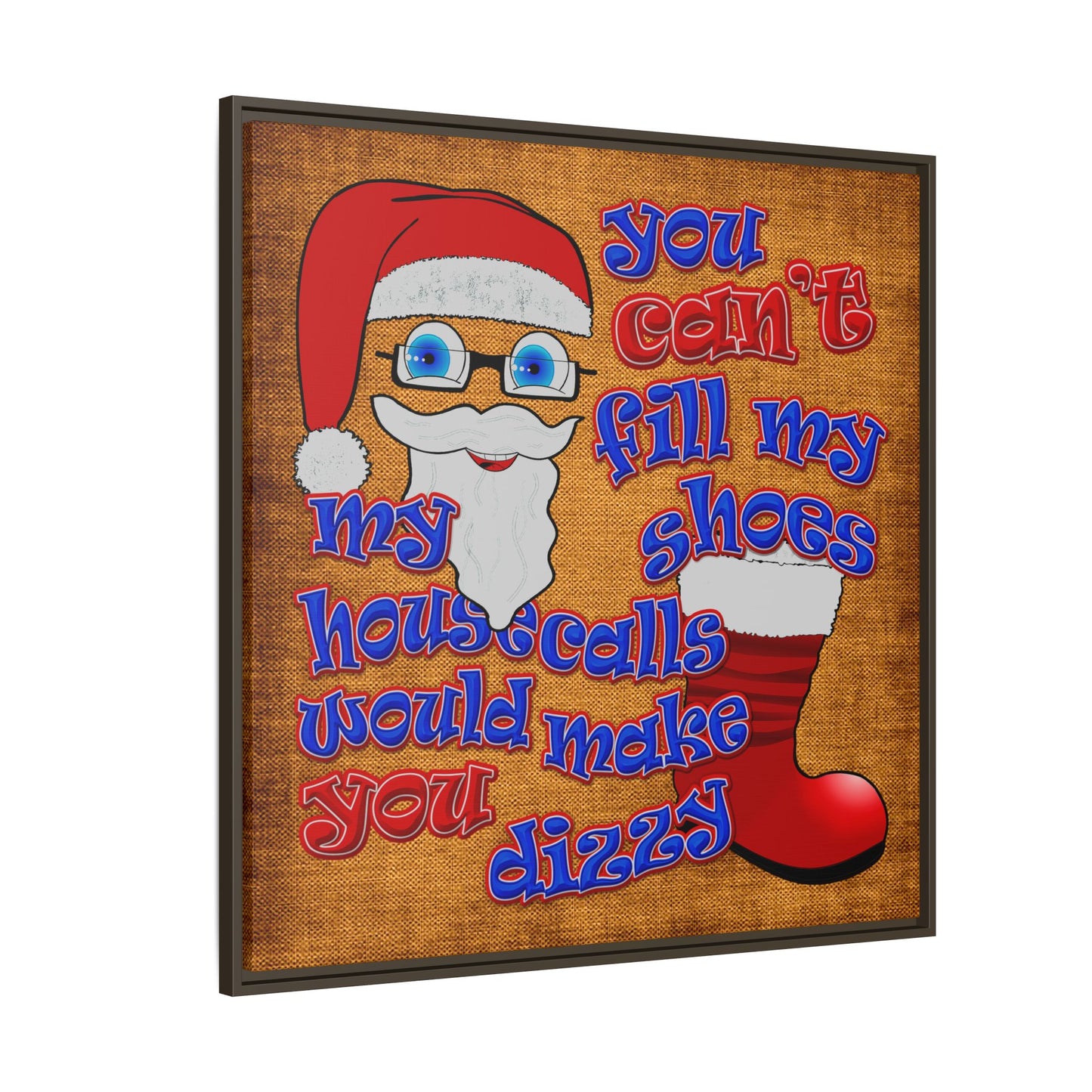 santa's shoes - framed canvas art (brown papyrus)