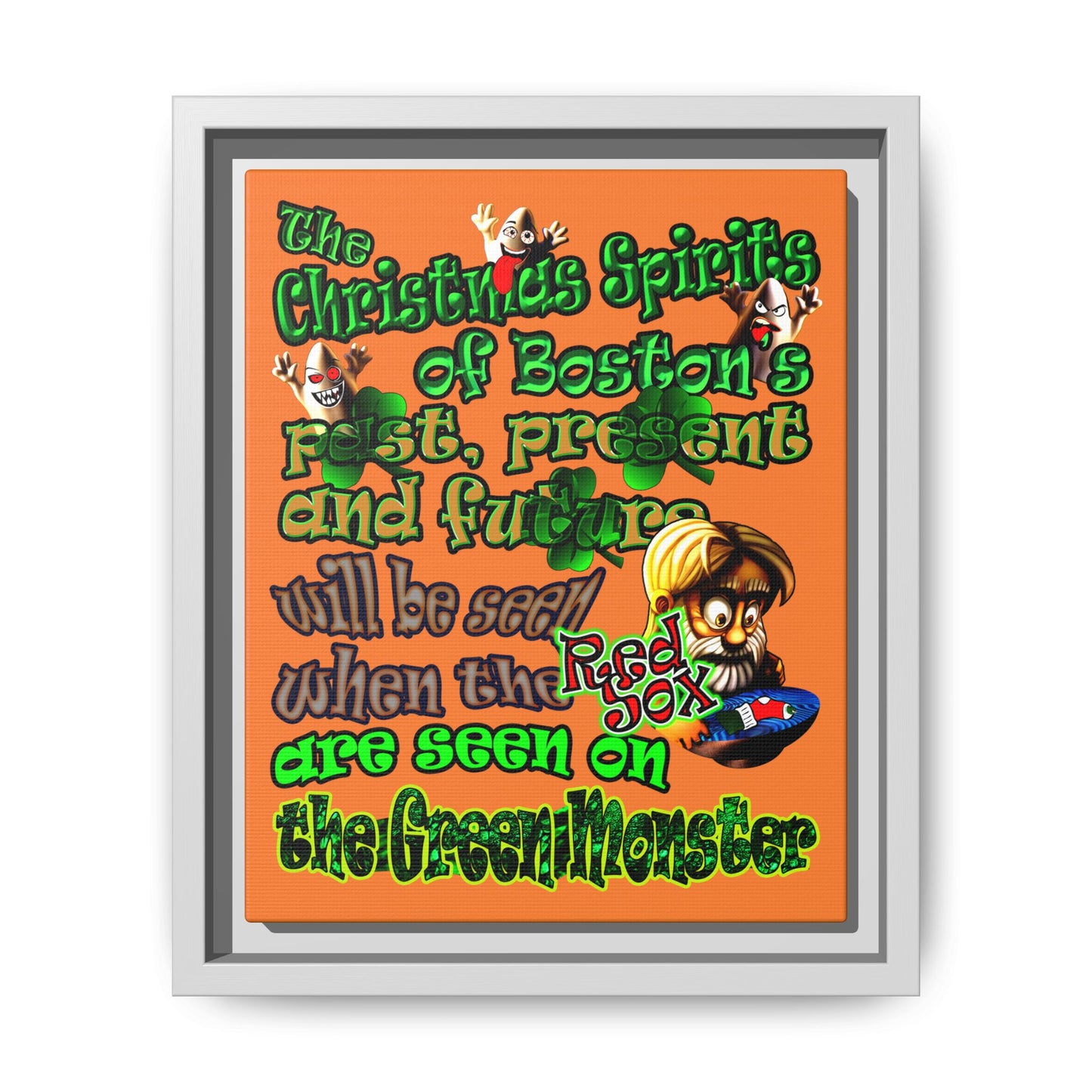 christmas spirits of boston - framed canvas art (crusta)
