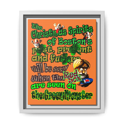 christmas spirits of boston - framed canvas art (crusta)