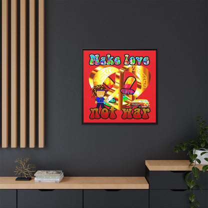 love peace - framed canvas art (red)