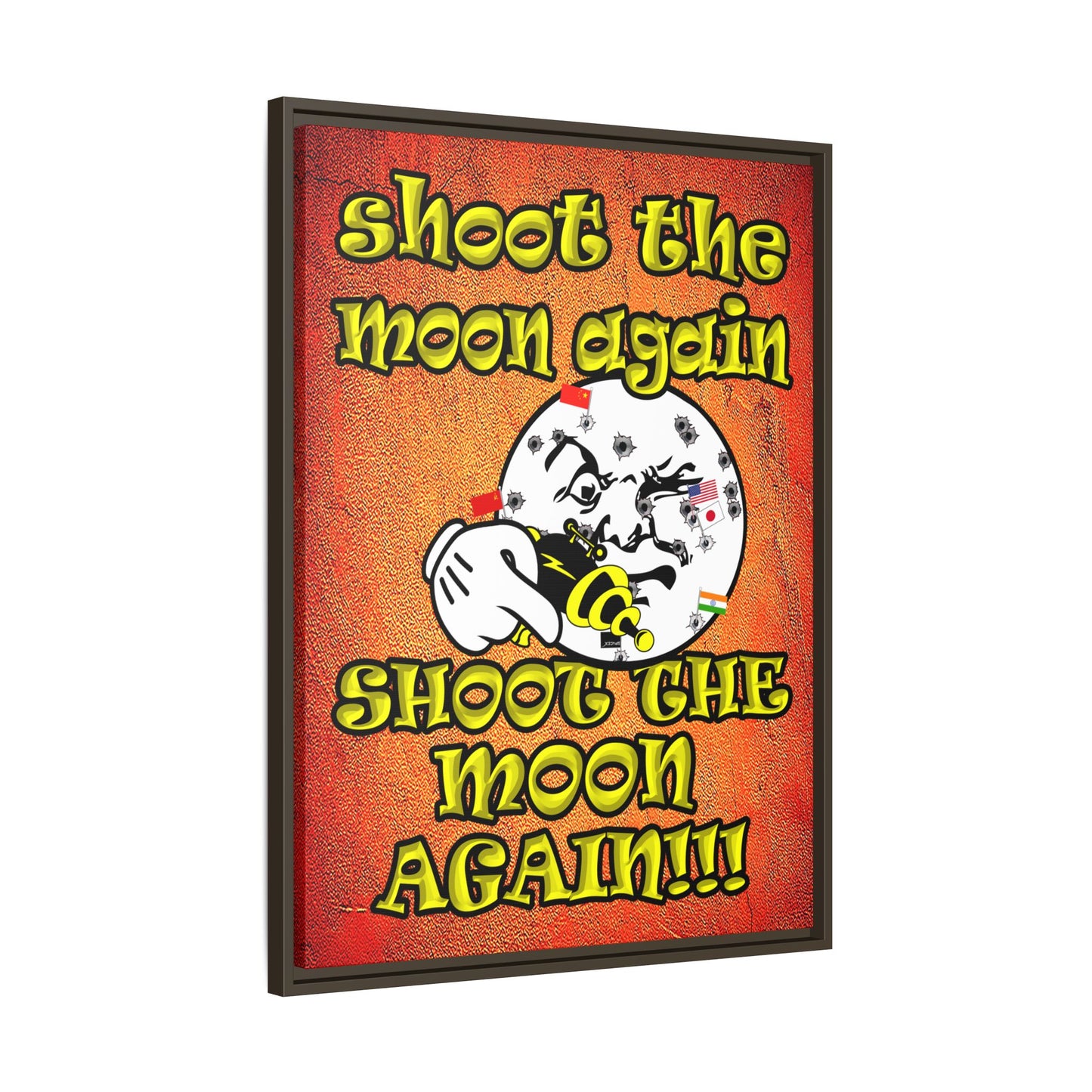 shoot the moon again - framed canvas art (burnt orange)