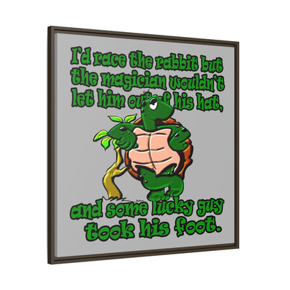 turtle race - framed canvas art (light grey)