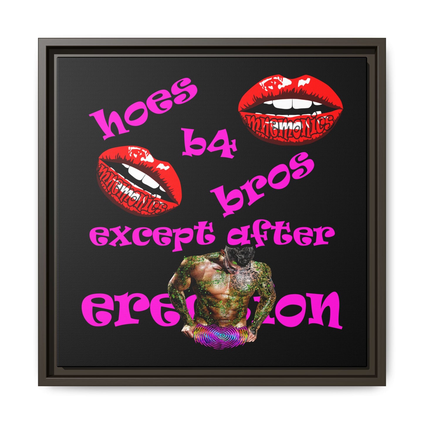 hoes b4 bros - framed canvas art (black)