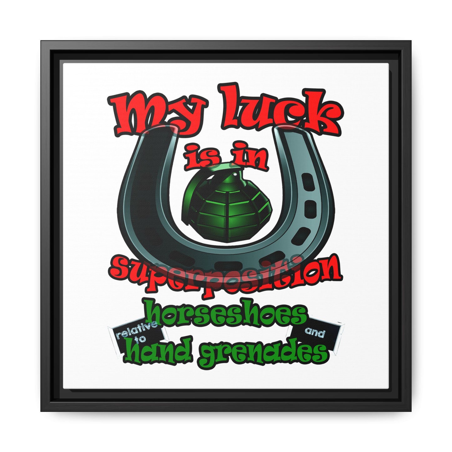 my luck - framed canvas art (white)