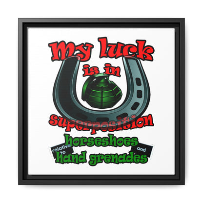 my luck - framed canvas art (white)