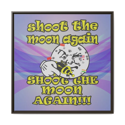 shoot the moon again - framed canvas art (light blue-pink wave)