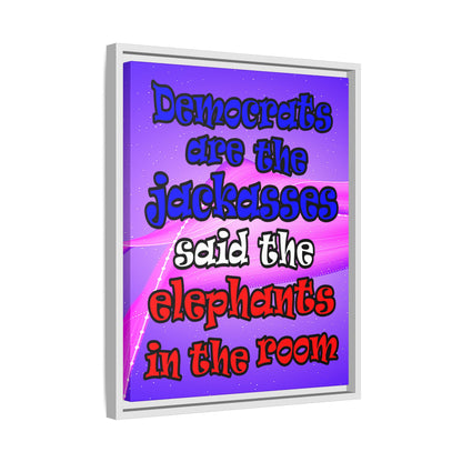 donkeys and elephants - framed canvas art (purple-pink wave)