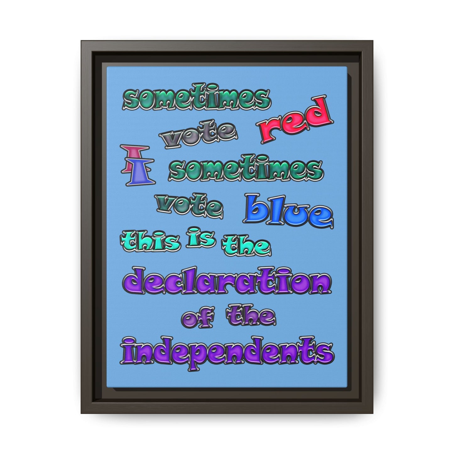 declaration of the independents - framed canvas art (light blue)
