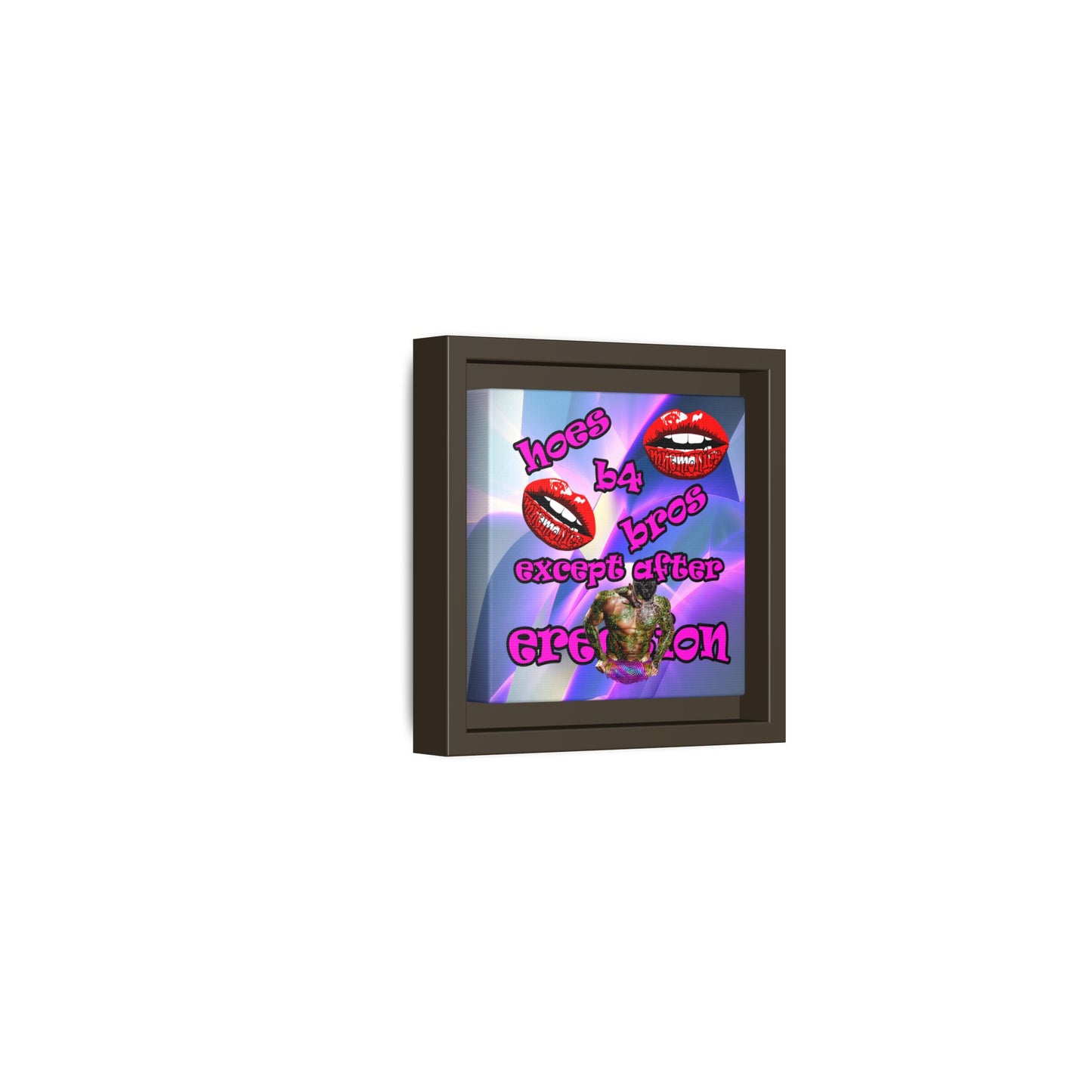 hoes b4 bros - framed canvas art (grey-pink wave)