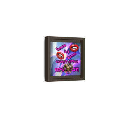 hoes b4 bros - framed canvas art (grey-pink wave)
