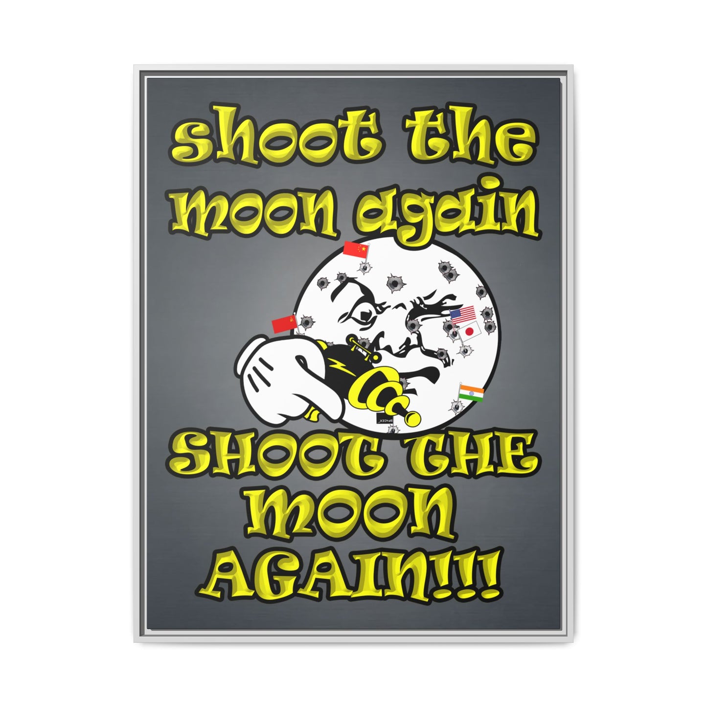 shoot the moon again - framed canvas art (grey-light grey)