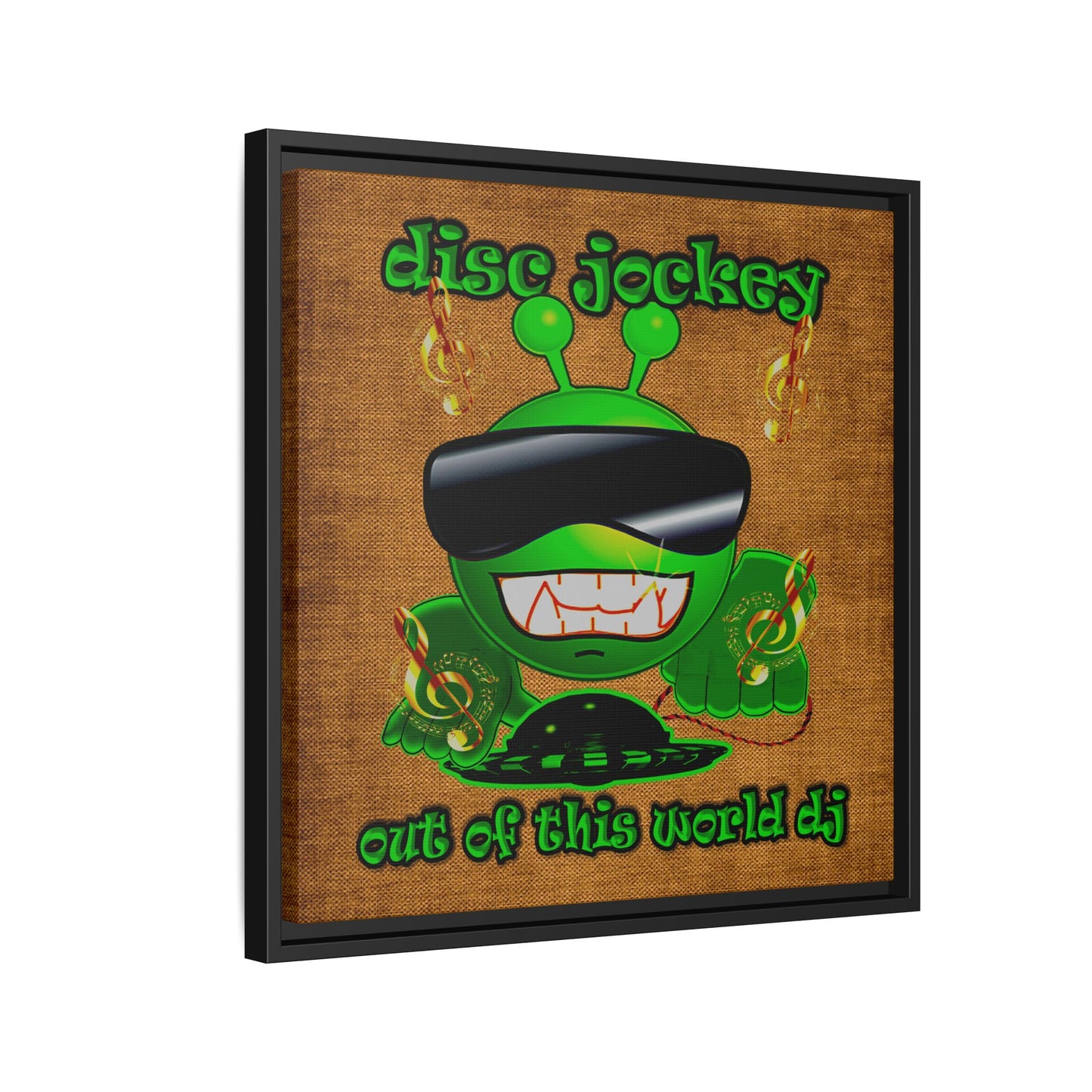 disc jockey - framed canvas art (brown papyrus)