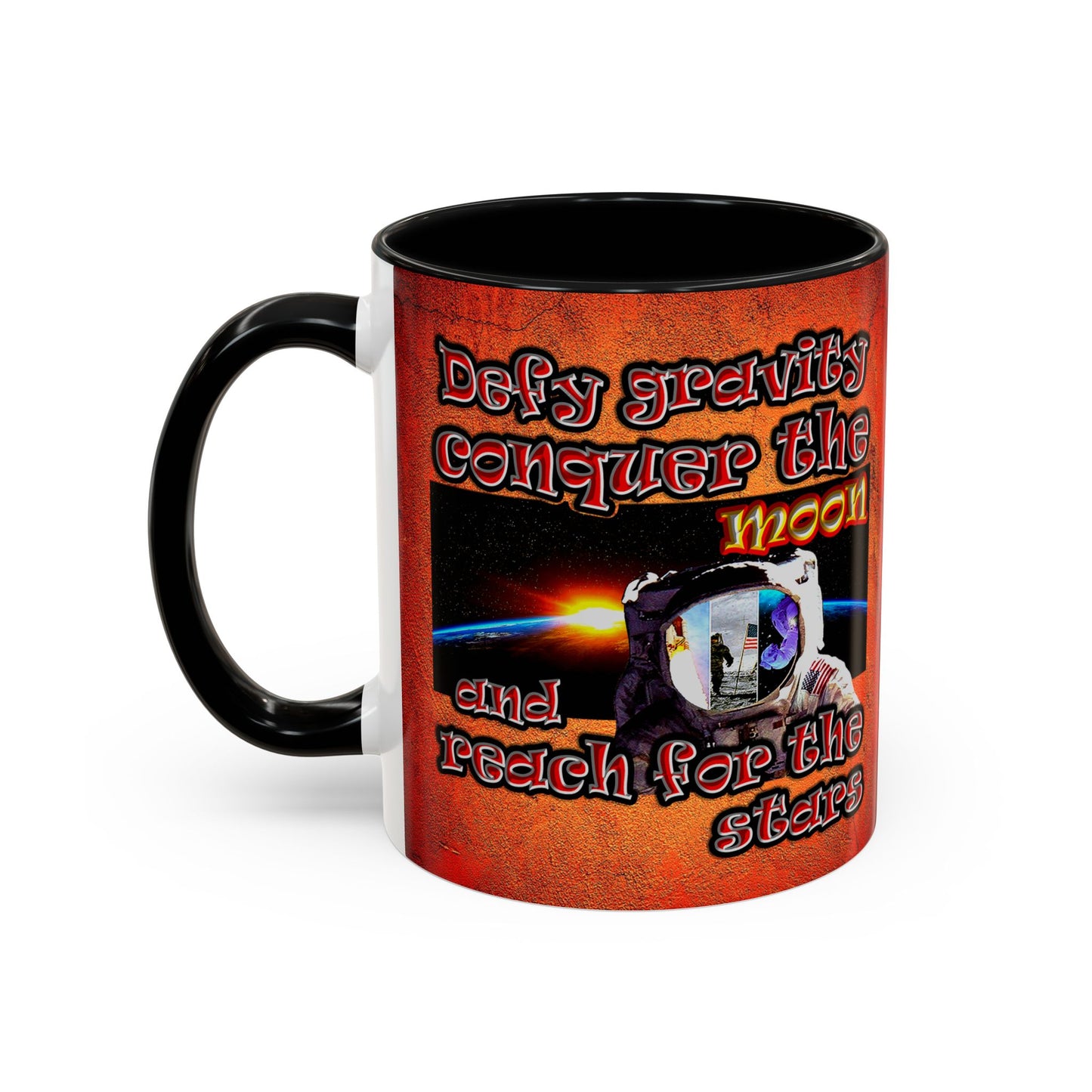 defy conquer reach - Accent Mug (burnt orange)