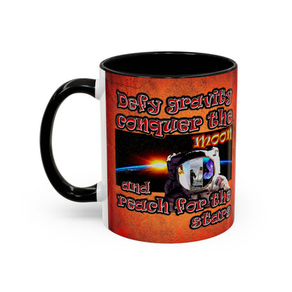 defy conquer reach - Accent Mug (burnt orange)