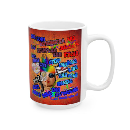 drop the beat - White Mug (burnt orange)