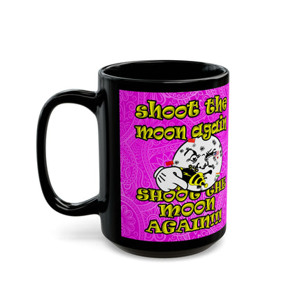 shoot the moon again - Black Mug (pink swirl)