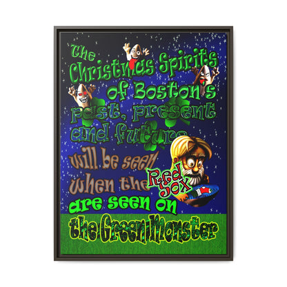 christmas spirits of boston - framed canvas art ('snoops' background)