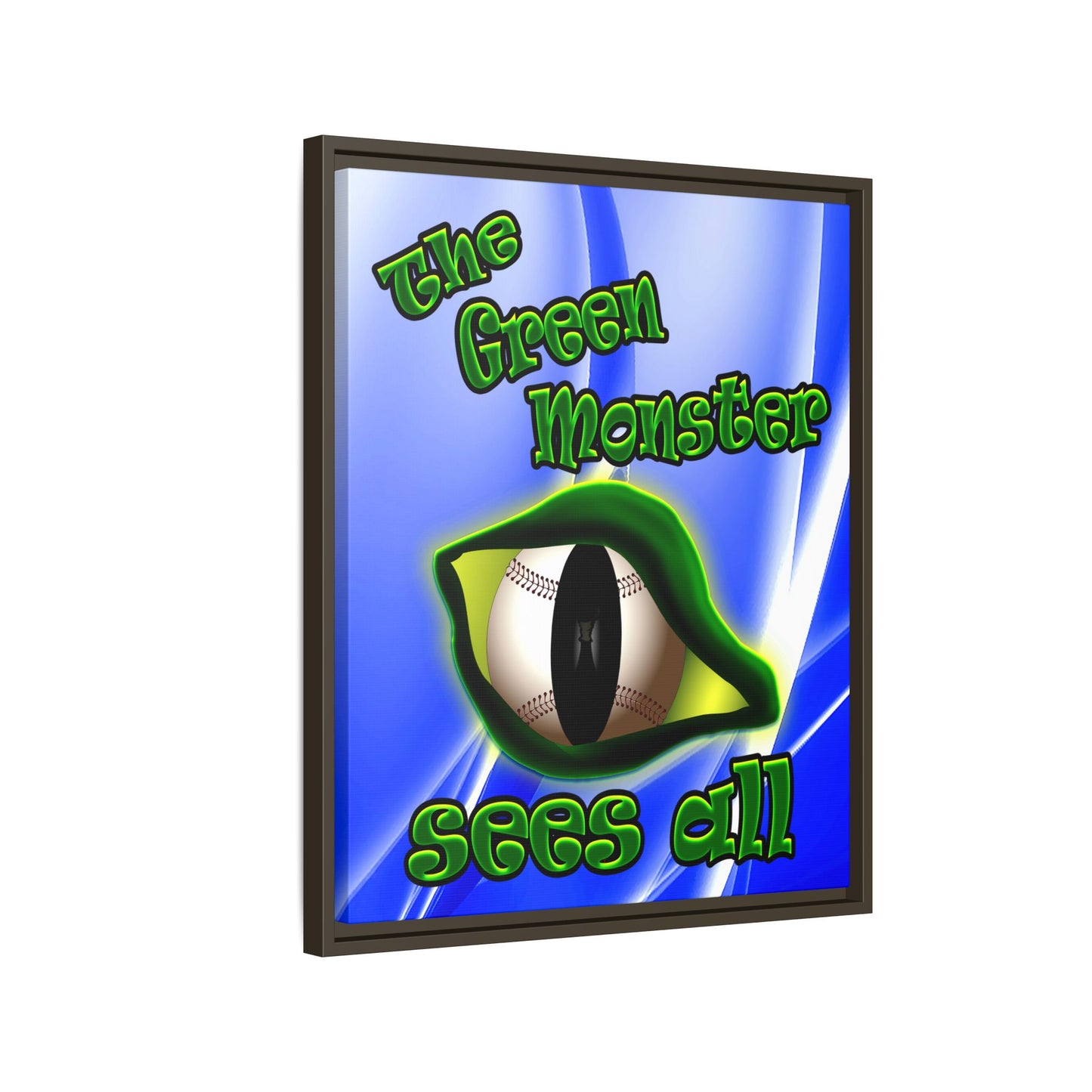 green monster - framed canvas art (blue-white wave)