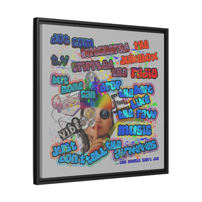 drop the beat - framed canvas art (light grey)