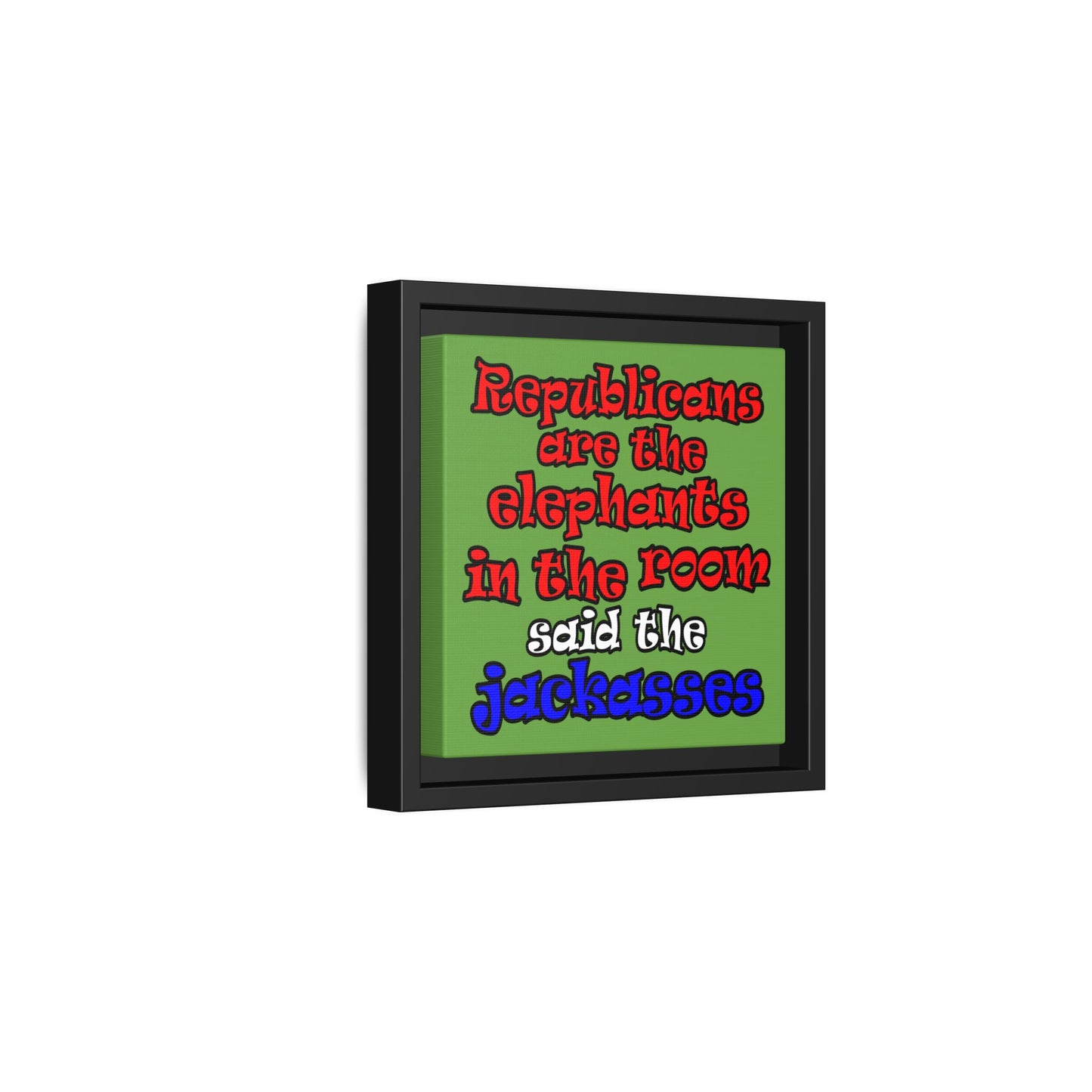 donkeys and elephants - framed canvas art (green)