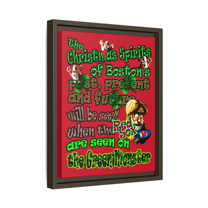 christmas spirits of boston - framed canvas art (dark red)