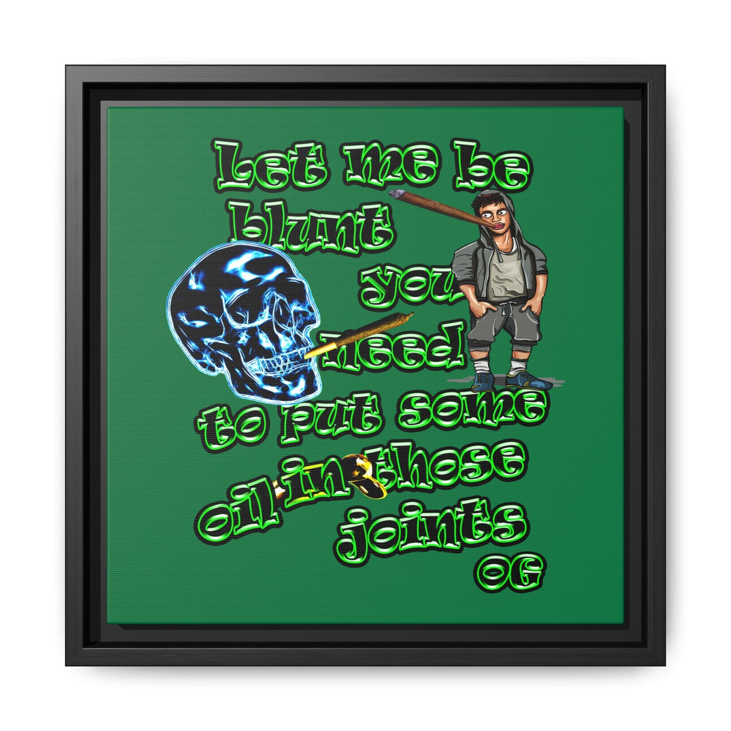og - framed canvas art (dark green)