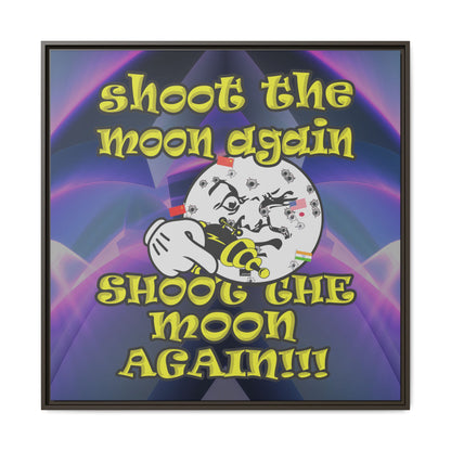shoot the moon again - framed canvas art (grey-pink wave)