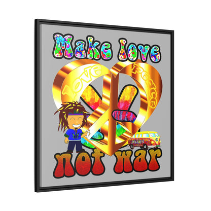 love peace - framed canvas art (light grey)