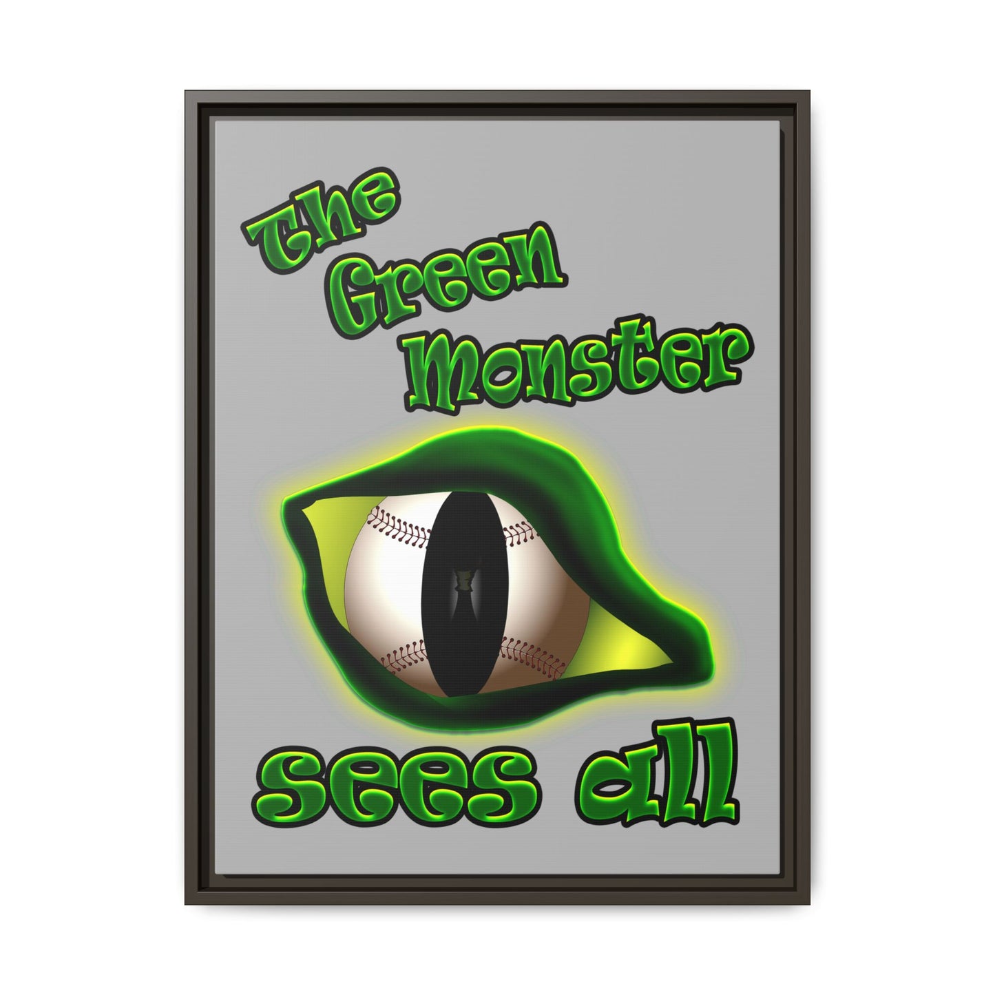 green monster - framed canvas art (light grey)