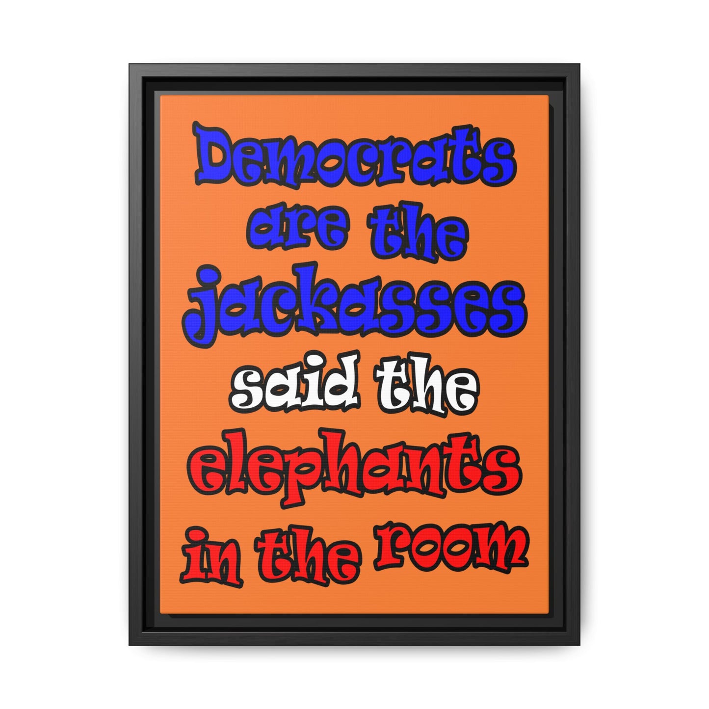 donkeys and elephants - framed canvas art (crusta)