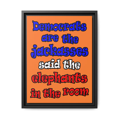 donkeys and elephants - framed canvas art (crusta)