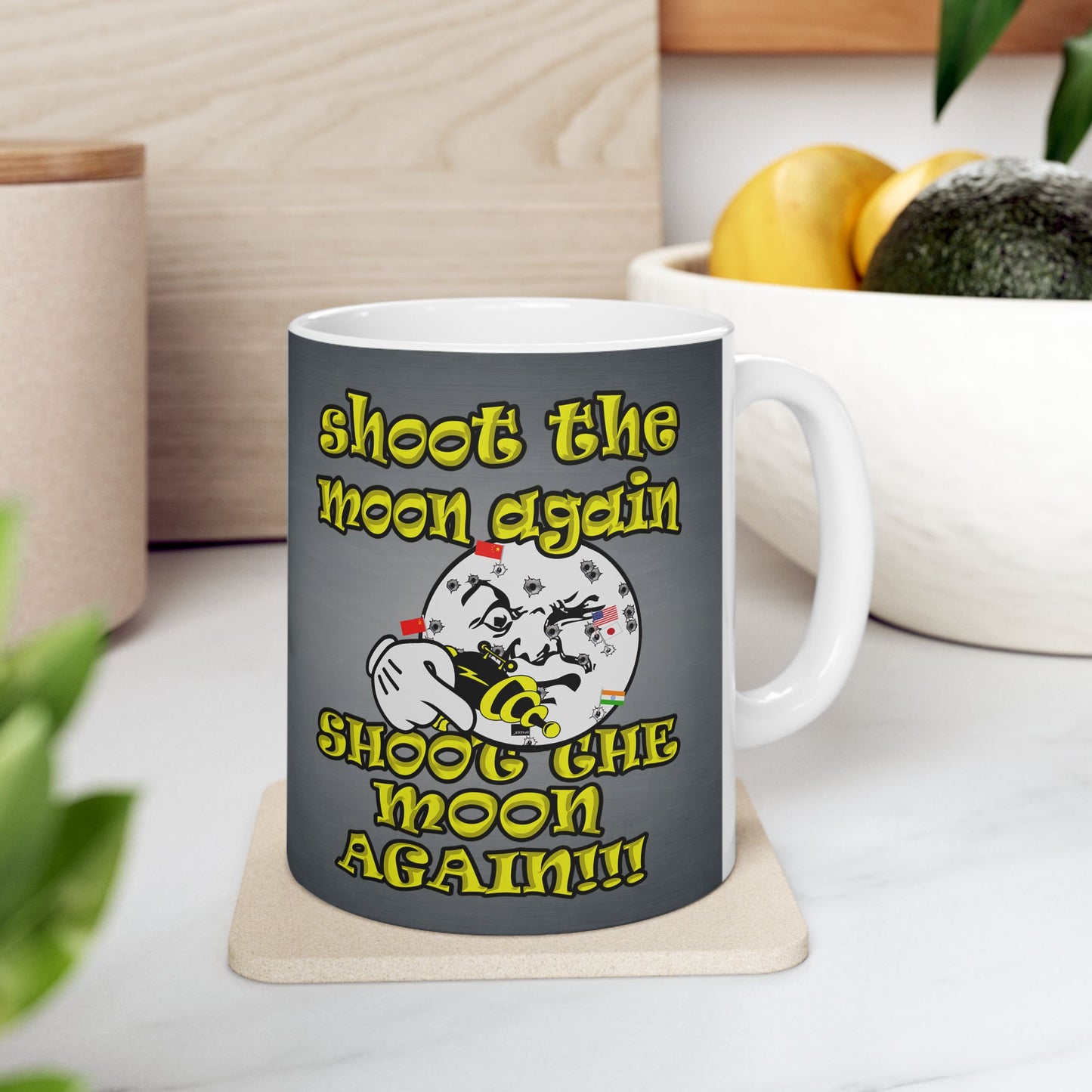 shoot the moon again - White Mug (grey-light grey)