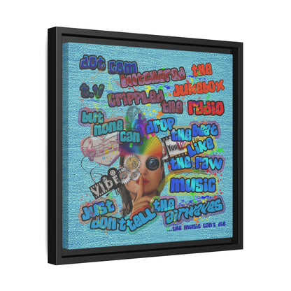 drop the beat - framed canvas art (faded blue)