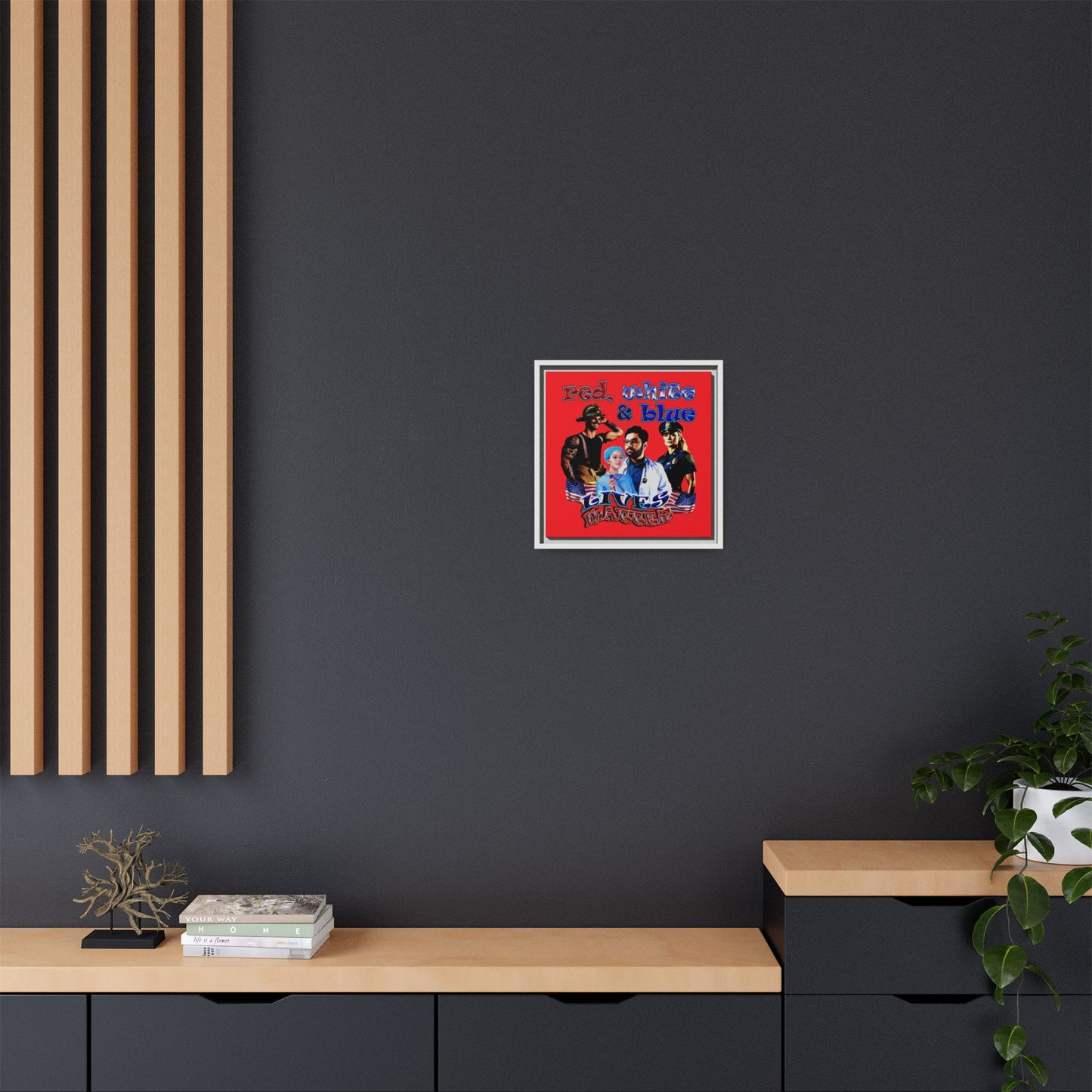 rw&b lives matter - framed canvas art (red)