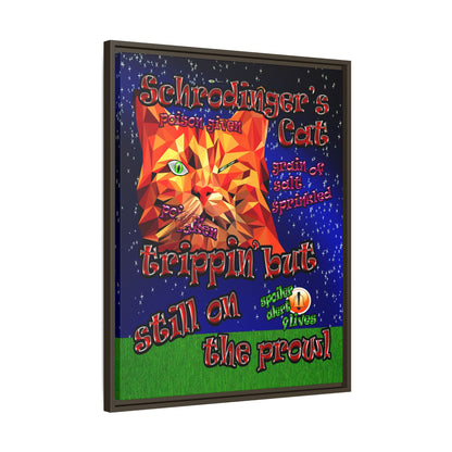 schrodinger's cat - framed canvas art ('snoops' background)