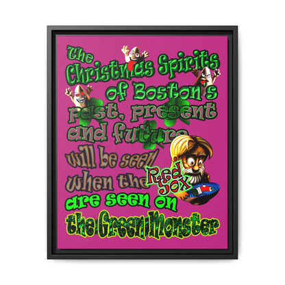 christmas spirits of boston - framed canvas art (pink)