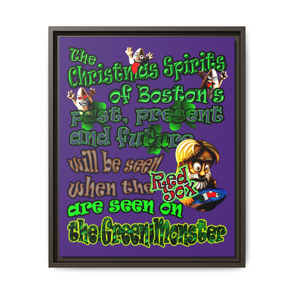 christmas spirits of boston - framed canvas art (purple)