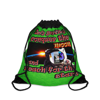 defy conquer reach - Drawstring Bag (green turf)