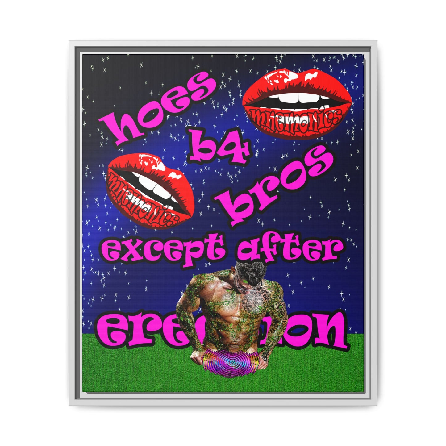 hoes b4 bros - framed canvas art ('snoops' background)