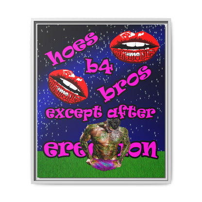 hoes b4 bros - framed canvas art ('snoops' background)
