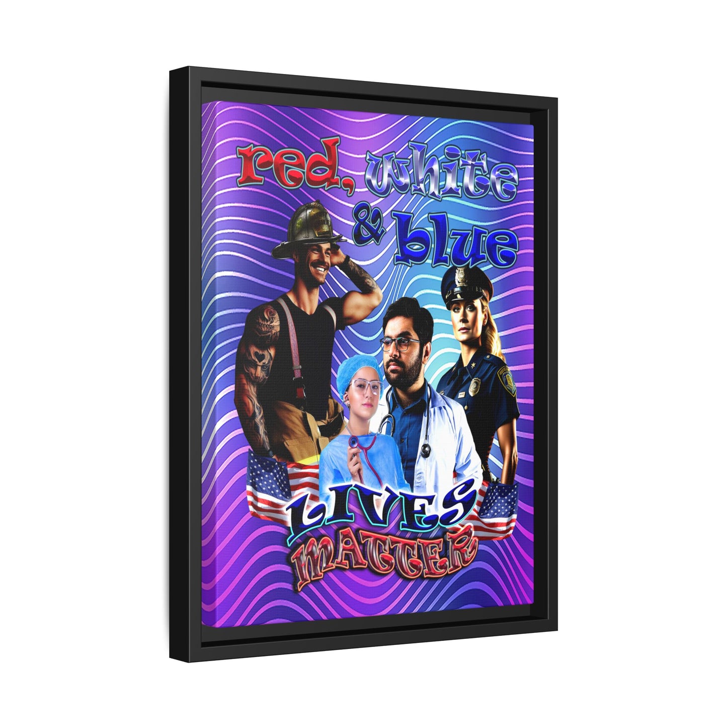 rw&b lives matter - framed canvas art (purple wave)