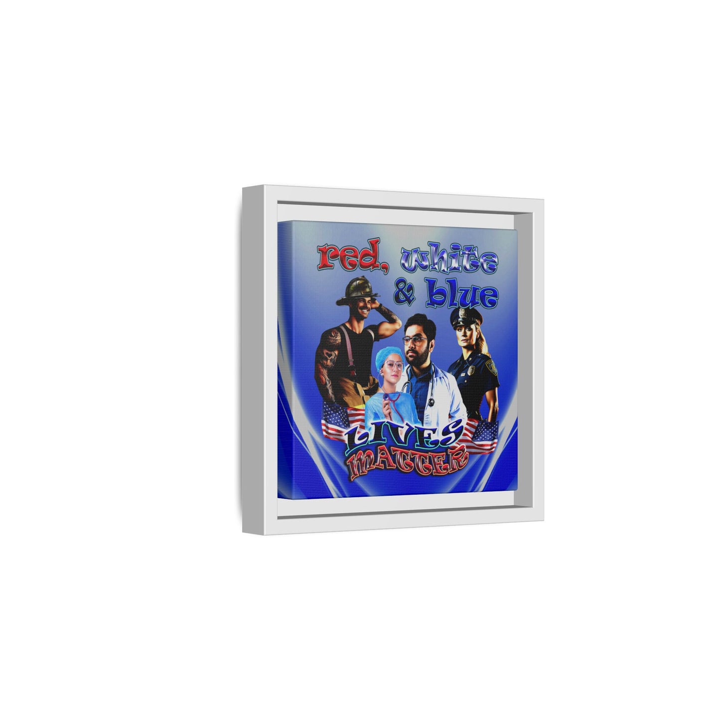 rw&b lives matter - framed canvas art (blue-white wave)