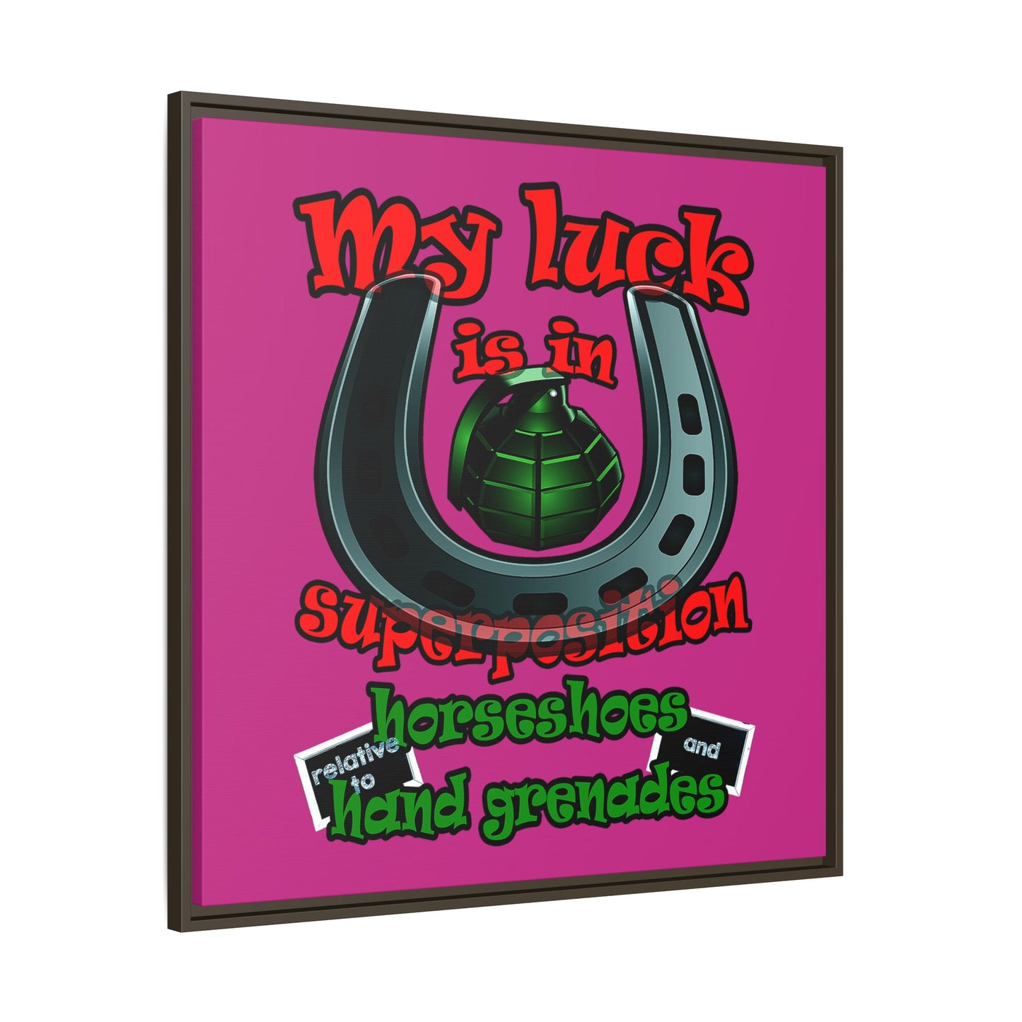 my luck - framed canvas art (pink)