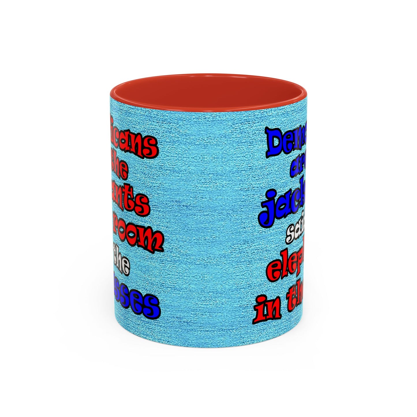 donkeys and elephants - Accent Mug (faded blue)